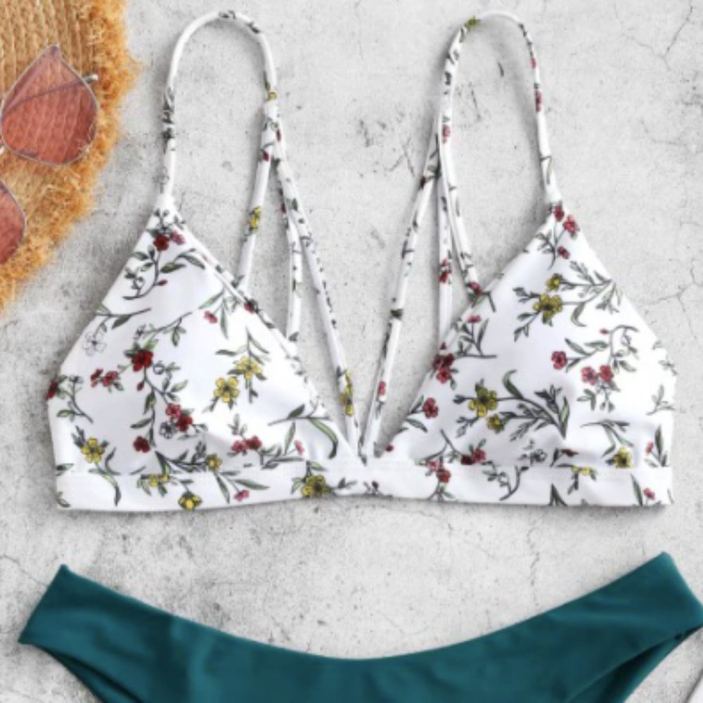 ZAFUL Floral and Teal Bikini Set